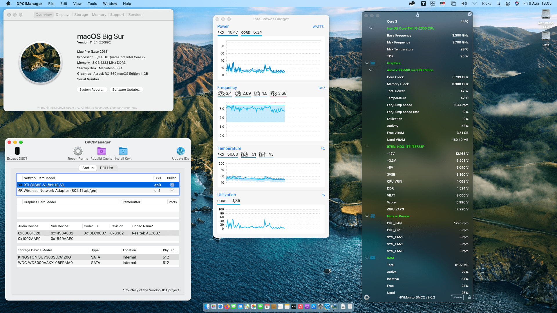Success Hackintosh macOS Big Sur 11.5.1 Build 20G80 at Gigabyte GA-B75M-HD3 + Intel Core i5-2500 + ASROCK RX 560 4GB